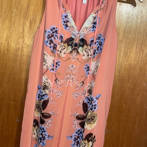 •MAX STUDIO M.S.S.P•FLORAL WITH BLUE TRIM CHIFFON PLEATED DRESS SIZE SMALL EUC - Picture 8 of 9